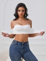Women'S Solid Color Front Closure No Padded Strapless Bra - Image 8