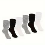 1/3 Pairs Solid Slouchy Socks, Lazy & Comfy Knee High Socks, Women'S Stockings & Hosiery - Image 7