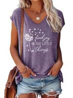 Letter & Dandelion Print V-Neck Tank Top, Casual Sleeveless Tank Top For Summer, Women'S Clothing - Image 3