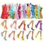 32Pcs Doll Dress-Up Set For Girls, Assorted Styles With 10 Outfits, 10 Shoes, 6 Crowns, 6 Necklaces, Fashion Accessory Collection, Mixed Color, Durable Plastic Material - Image 5