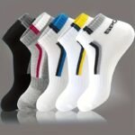 5 Pairs Unisex Letter Graphic Socks, Sports & Breathable Low Cut Socks, Casual Stockings & Hosiery For Women & Men