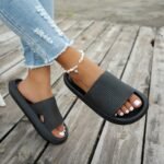 1 Pair Women'S Thick Sole Non-Slip Slide Sandals, Casual Slippers For Beach And Indoor/Outdoor Use, Comfortable All-Season Eva Shoes, Hand Washable Solid Color, Indoor Slippers - Image 6