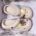 Mid-Year, Summer New Arrivals, Japanese And Korean Fashion Women'S Cute Detachable Coal Ball Eva Hole Shoes, Adorable Coal Ball Charms, Comfortable Casual Versatile, 5Cm Thickened Sole, Rotatable Back Strap For Dual Wear, Easy To Put On/Off, Anti-Slip Durable Sole, Safe Walking Non-Skid, Suitable For Indoor, Outdoor, And Parties - Image 6