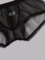 1 Pack Men'S Sheer Mesh Boxer Briefs - Soft, Breathable, Quick-Dry Underwear With Elastic Waistband, Sexy Transparent Design For Casual Wear & Exercise (White & Black), Comfortable Underwear, Sports Underwear, Minimalist Underwear, Medium Elasticity Fabric - Image 5