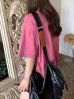 Retro Y2K Off-Shoulder Slogan Print Loose Tee, Letter Printed - Casual Loose Fit, Polyester, Machine Washable, Suitable For Spring/Summer/Autumn - Image 3