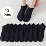 10 Pairs Solid Ankle Socks, Simple & Lightweight Low Cut Socks, Women'S Stockings & Hosiery - Image 4