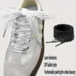 2Pcs Lace Shoelaces, Black And White Two-Color Lace Shoelaces