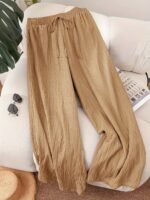 Plus Size, Comfortable Women'S New Spring Summer Business Casual Beachwear For Women, Valentine'S Day Style Fashion Commuter Elegant Purple For Lotus Pink Wide-Leg Pants, Lavender Loose-Fit Vacation Outfit Cruise Wear Summer Trousers - Image 6