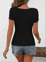 2025 New Arrival - Women'S Pink Short Sleeve T-Shirt With Round Neckline, Stretchy Fabric, Summer Casual Top, Casual Wear | Round Neck Tee | Stretchy Material - Image 8