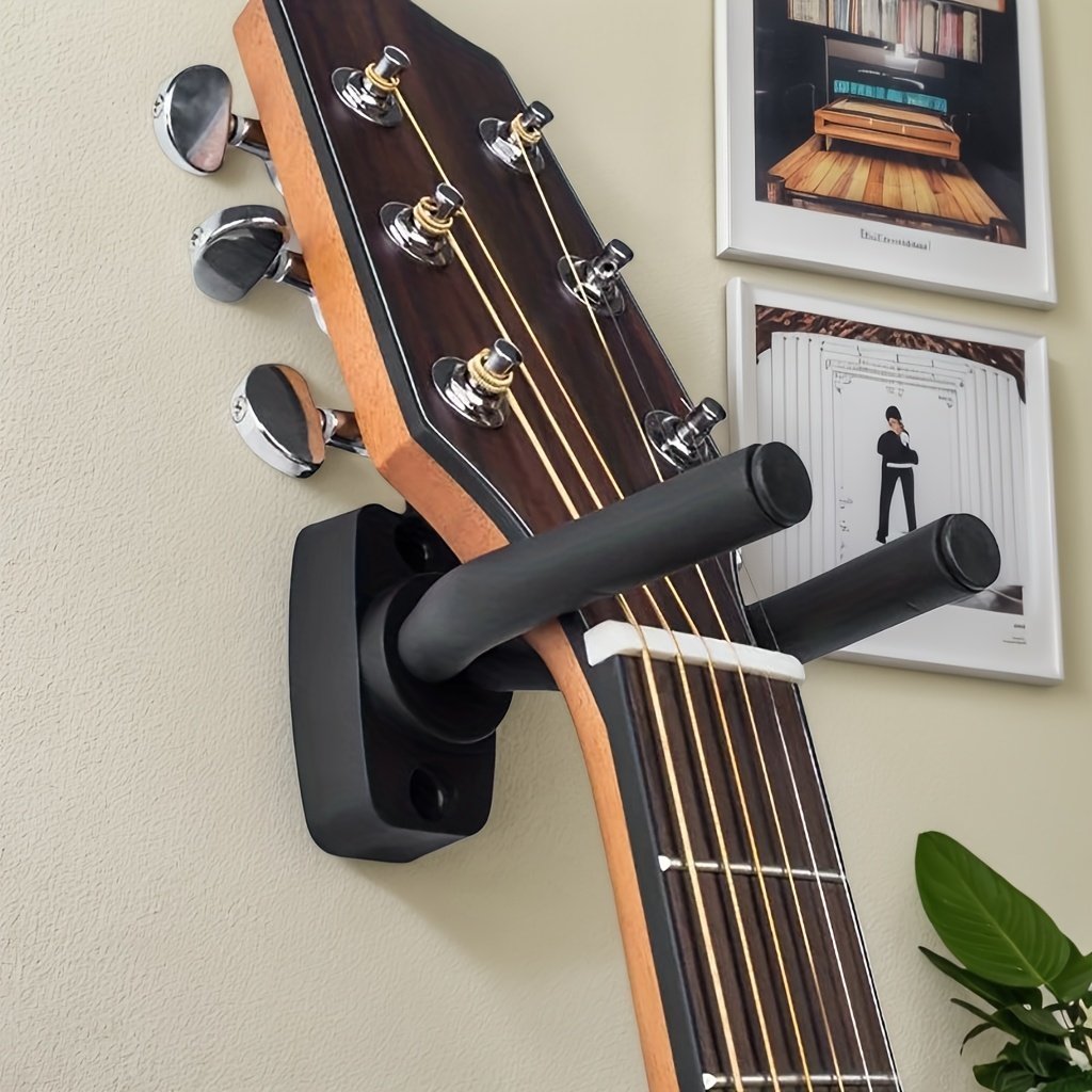 product-fancy-4cf2afab-0087-42a1-9677-b116a3263291.jpg Adjustable Wall-Mounted Guitar Holder, Stainless Steel Non-Slip Sponge Stand, Easy Install, Black, For Guitars, Ukulele, Violin - Instrument Display Hanger - Image 1