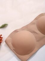 Women'S Seamless Solid Color Strapless Bandeau Bra With Side Clasp - Casual Style, Knit Fabric, Polyamide Blend (85% Polyamide, 15% Elastane), Removable Padding, High Support Wireless Design For Adults - Image 10