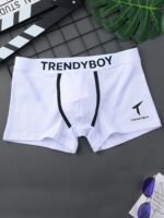 3Pcs Trendyboy Men'S Boxer Briefs - Soft & Breathable Polyester Blend, Comfort Fit With Elastic Waistband, Sleek Geometric Pattern Design For Home & Sports Wear - Image 6