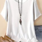 Plus Size Basic Solid Crew Neck T-Shirt, Casual Short Sleeve T-Shirt For Spring & Summer, Women'S Plus Size Clothing
