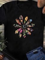 Women'S Casual Short Sleeve T-Shirt - Vibrant Orange Geometric Floral Print, Relaxed Fit Round Neck, Machine Washable Summer Top, Soft Texture Shirt - Image 6
