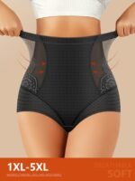 Miotan Women'S High-Waist Tummy Control Shapewear Panties, 1Xl-5Xl, Breathable Mesh Lace Design, Grey, Comfort Fit For Casual Attire, Tummy Control Underwear, Miotan - Image 4