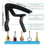 Alloy Guitar Capo Set With Digital Tuner, Picks Holder & 5 Picks 0.7Mm - Versatile Capo For Acoustic, Electric Guitars, Ukulele, Bass, Violin - Black - Image 4