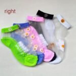 5 Pairs Of Floral Prints With Contrasting Fishnet Stockings, Breathable And Comfortable Ankle Socks, Women'S Stockings And Sweaters. - Image 11