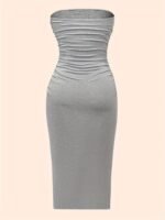 Ruched Solid Tube Dress, Casual Dress For Spring & Summer, Women'S Clothing - Image 6