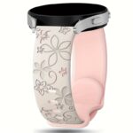 Cute Floral Engraved Two-Tone Flower Design Strap For Galaxy Watch 7 6 5 4 Classic/Pro 44Mm 40Mm Band Correa Soft Sport Bracelet Compatible With Huawei Gt 2E 3 4 Watchband 20Mm 22Mm, Watch Straps For Smart Watch, Galaxy Watch Ultra Accessories, Watch Strap Charms, Galaxy Watch Ultra Strap, Watch Strap For Women, Fitness Tracker Strap, Smartwatch Accessory, Stylish Watchband, Decorative Strap, Flexible Material, Comfortable Fit, Replacement Band, Adjustable Strap, - Image 11