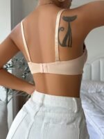 Solid Bow Decor Scallop Trim Underwire Bra, Sexy Comfy Push Up Bra, Women'S Lingerie & Underwear - Image 2