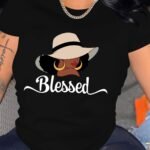 Portrait Print T-Shirt, Casual Short Sleeve Crew Neck Top For Spring & Summer, Women'S Clothing