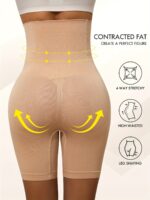 High-Waisted Shaping Panties For Women - Elegant Polyamide Knit Fabric Control Briefs With 90% Polyamide 10% Elastane, Solid Color, High Support With Leg Shaping And Tummy Control, 1 Pc Pack - Image 3