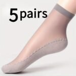 10 Pairs Of 5 Pairs Of Ice-Feeling Breathable Socks- Stockings, Women'S Socks, Spring, Summer, Autumn Bottom, Sweat-Absorbent Non-Slip Socks, Flesh-Colored Anti-Snagging Silky Medium Thin Model - Image 9