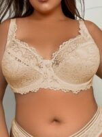 Plus Size Women'S Sexy Black Lace Bra - Ultra-Thin Comfort Fit With Underwire Support, E-Cup Soft Stretch Fabric & Lace Detailing For Everyday & Special Occasion Wear, Sophisticated Lingerie, Elegant Lingerie Style, Medium Elasticity - Image 2