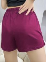 Women'S Casual Sleep Shorts, Plus Size Solid Elastic Waist Side Split Lounge Shorts - Image 8