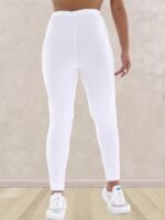 Plus Size, Plus Size Women'S High-Waisted Leggings - 4-Way Stretch Elastic Waistband, Solid Black 7/8 Length Pants For, Casual & All-Season Wear - Machine Washable Apparel, Leggings, Versatile Clothing, Highelastic Waistband - Image 9