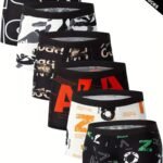 Stylish Breathable Men'S Boxer Briefs - Soft, Stretchy Polyester-Elastane Blend, Geometric And Pop Culture Patterns, Ideal For Sports & Casual Wear
