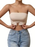 1Pc Of New Seamless Strapless Strap No Underwire Front Buckle Wrap Bra Underwear Women, Bandeau Invisible Anti-Light Anti-Slip Non-Slip Seamless Inner Bra, Bandeau Anti-Slip Line Small Chest Gathered Bra - Image 8