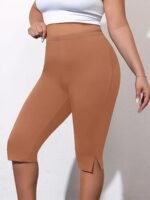 Plus Size Side Split Skinny Shorts, Casual Every Day Stretchy Short Leggings, Women'S Plus Size?Clothing - Image 10