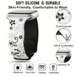 Women'S Floral Engraved For Apple Watch Band - Soft Silicone Sport Strap With Butterfly Clasp, Cute Flower Pattern Compatible With Series 1-10 & Ultra/Ultra 2/3/Se (38Mm-49Mm) - & Floral Design, Comfortable Durable Strap For Casual Attire - Image 4