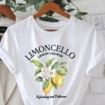Lemon Print T-Shirt, Short Sleeve Crew Neck Casual Top For Summer & Spring, Women'S Clothing