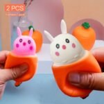 1/2Pcs Fun Squeeze Bunny Toys, Cute Cartoon Creative Carrot Head Rabbit Cup Squeeze Toys, Prank Funny Small Toys, Educational Toys For Kids Children Teens Adults, Holiday Party Activity Gift Supplies For Easter Halloween Thanksgiving, Random Colors - Image 5