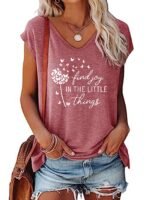 Letter & Dandelion Print V-Neck Tank Top, Casual Sleeveless Tank Top For Summer, Women'S Clothing - Image 8