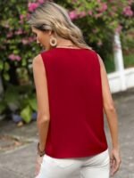 V Neck Solid Loose Tank Top, Casual Sleeveless Top For Summer, Women'S Clothing - Image 6