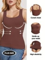 A Seamless Shapewear Top For Women That Helps Slim The Waist And Shape The Body, Available In Plus Sizes. - Image 3