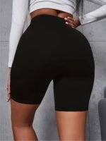 Women'S High-Waist Stretchy Shorts - Soft, Casual Solid Color Leggings For Spring & Summer, Machine Washable, Polyester/Spandex Blend, Smooth Fabric, Mid-Thigh Length - Image 9