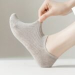 1/5 Pairs No Show Solid Socks, Simple & Breathable Unisex Boat Socks, Women'S Stockings & Hosiery - Image 6