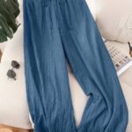 Plus Size, Comfortable Women'S New Spring Summer Business Casual Beachwear For Women, Valentine'S Day Style Fashion Commuter Elegant Purple For Lotus Pink Wide-Leg Pants, Lavender Loose-Fit Vacation Outfit Cruise Wear Summer Trousers
