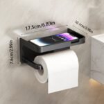 1Pc No-Drill Toilet Paper Holder, Hygienic Drawer Roll Paper Rack, Wall-Mounted Bathroom Tissue Holder With Phone Stand, Plastic Material - Image 3