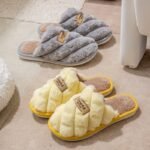 Women'S Plaid Color-Block Winter Slippers - Cozy Plush Faux Fur Lining, Non-Slip Pvc Sole, Soft Fabric Indoor House Shoes For Cold Floors, Grey & White Options, Cute Slippers, Plush Fur Interior, Durable Traction Footwear - Image 12