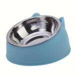 1Pc Elevated Stainless Steel Cat Bowl, 2-In-1 Inclined Food & Water Dish With Cute Ear Stand, Neck Protection Design For Cats - Available In White, Black, And Gray - Image 7