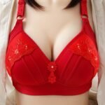 Elegant Red Lace Bra For Women - Comfortable, Breathable Underwear With Floral Embellishments, Non-Padded, Perfect For Casual Attire, Casual Attire Bra | Floral Embellished Bra | Comfortable Fit