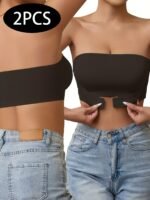 1Pc Of New Seamless Strapless Strap No Underwire Front Buckle Wrap Bra Underwear Women, Bandeau Invisible Anti-Light Anti-Slip Non-Slip Seamless Inner Bra, Bandeau Anti-Slip Line Small Chest Gathered Bra - Image 7
