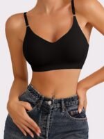 1Pc Solid Seamless Wireless Bra, Causal Breathable Push Up Bra, Women'S Lingerie & Underwear - Image 5