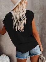 Regular Women'S Summer New Solid Color Pocket Round Neck Short Sleeve T-Shirt - Image 7