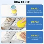 White Shoe Cleaning Paste, Whitening And Stain Remover For Faux Leather, Car Interior, Genuine Faux Leather Sofa, Women'S Bag Multi-Purpose Cleaner With Sponge - Image 3